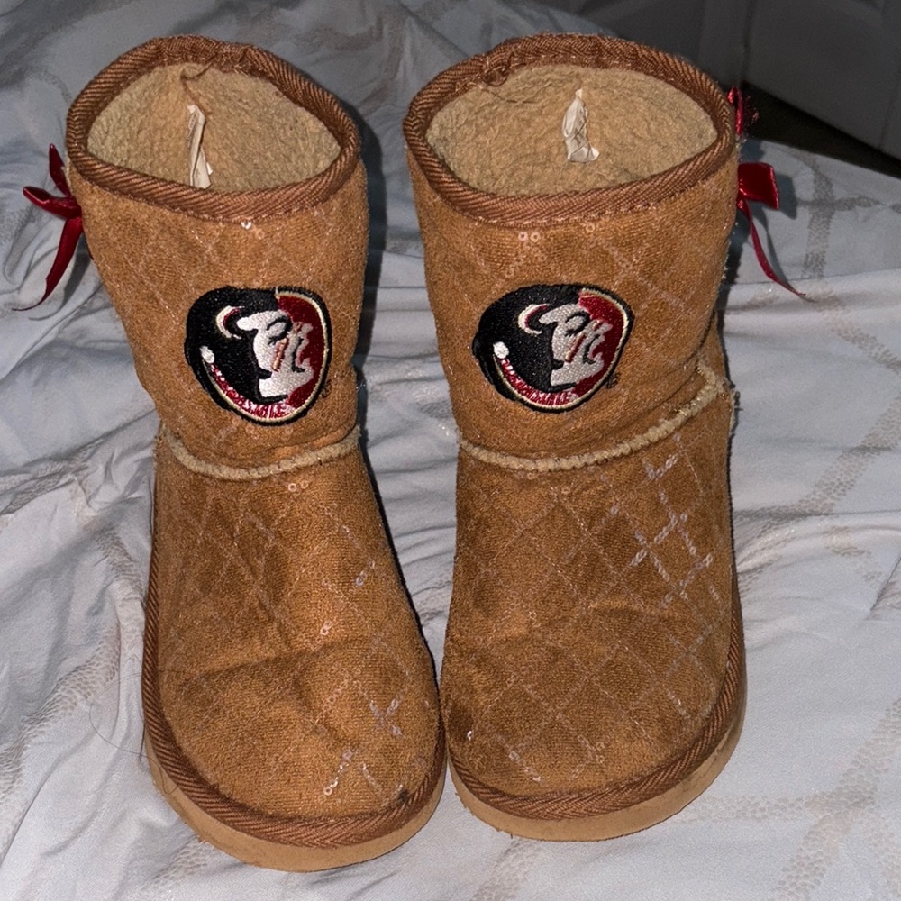 Kids Brown Boots with Red Accents